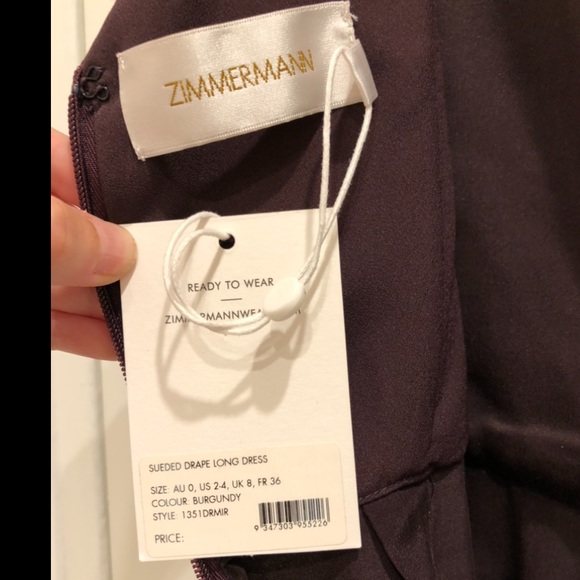 ZIMMERMANN Sueded Drape Dress in Burgundy / Plum - Picture 5 of 7